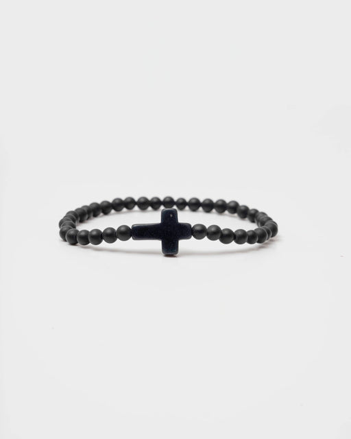 Holy Pals Accessories Black Matte Small Stone Cross Bracelet
