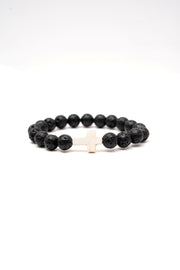 Holy Pals Accessories Black Textured Large Stone Cross Bracelet