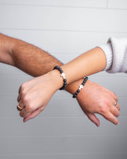 Holy Pals Accessories Black Textured Large Stone Cross Bracelet