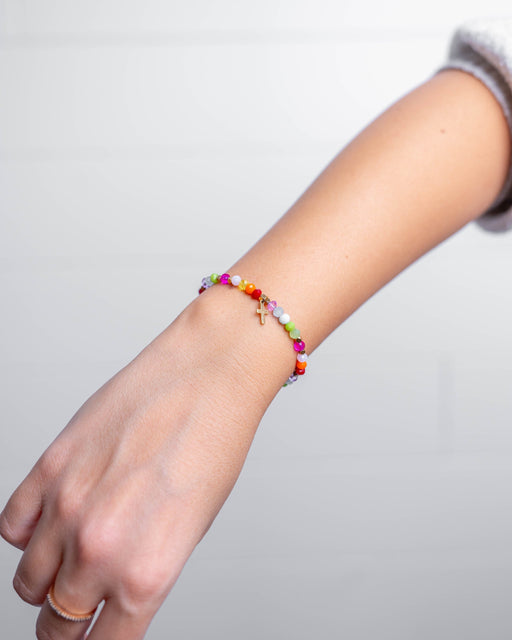 Holy Pals Accessories Gold Cross Charm Rose Bracelet