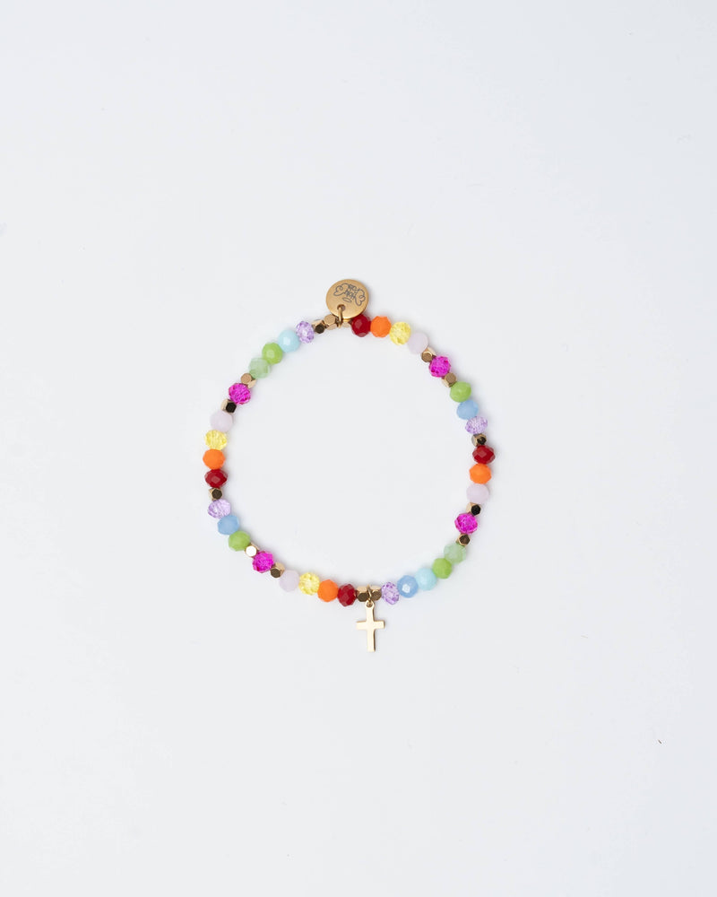 Holy Pals Accessories Gold Cross Charm Rose Bracelet