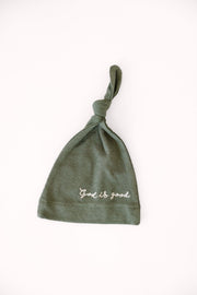 Holy Pals Accessories Solid Olive Knotted Hat Ribbed Cotton-Bamboo Blend