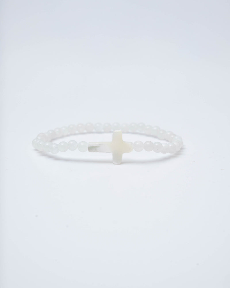 Holy Pals Accessories White Small Stone Cross Bracelet