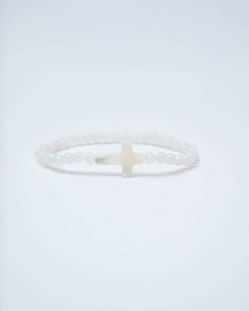 Holy Pals Accessories White Small Stone Cross Bracelet