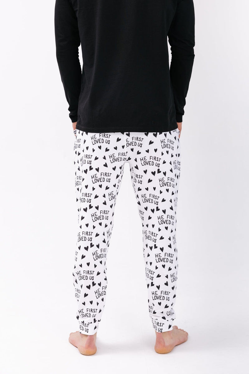 Holy Pals Adult Men's Pajamas He First Loved Us Men's PJ Set Cotton