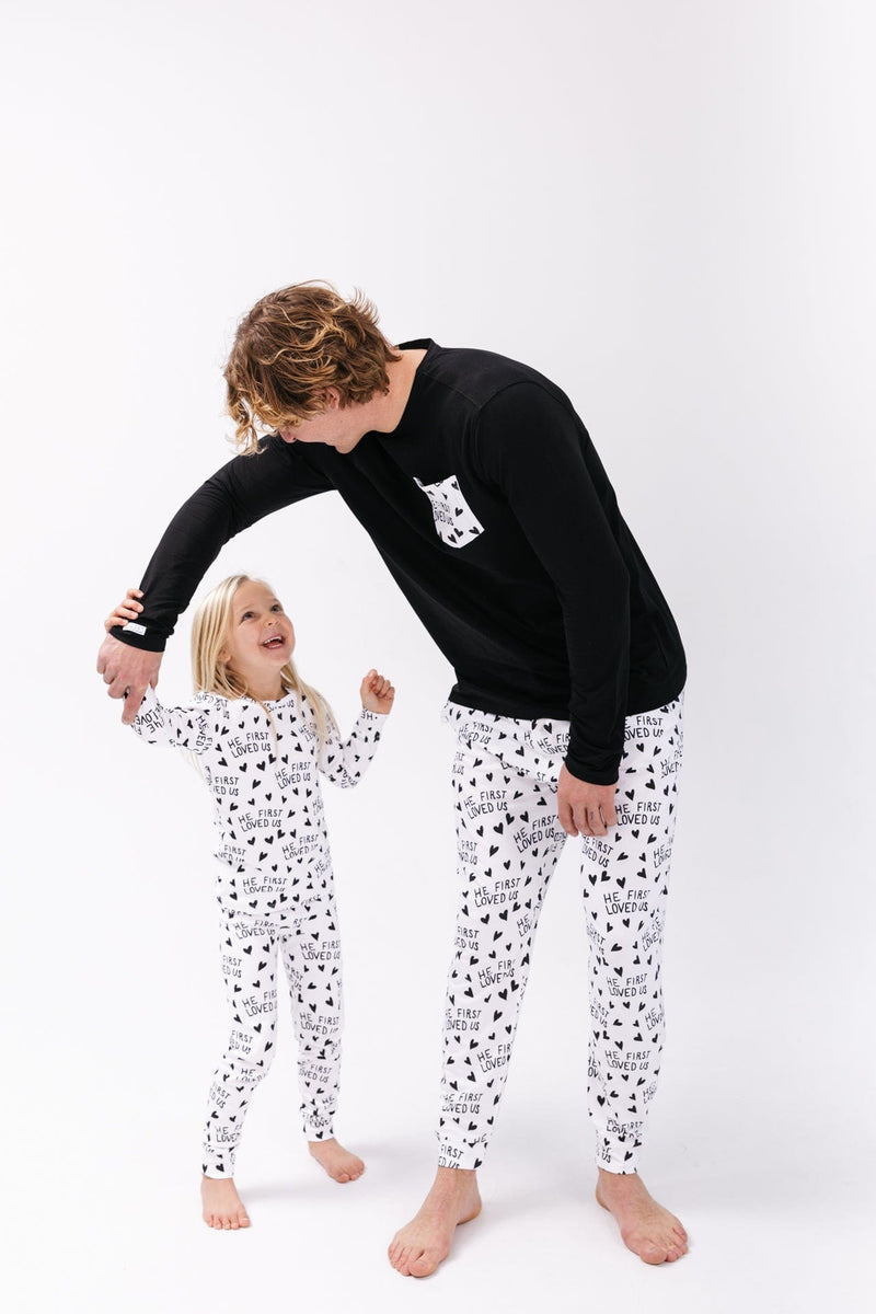 Holy Pals Adult Men's Pajamas He First Loved Us Men's PJ Set Cotton