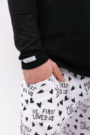 Holy Pals Adult Men's Pajamas He First Loved Us Men's PJ Set Cotton