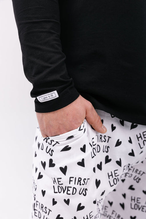 Holy Pals Adult Men's Pajamas He First Loved Us Men's PJ Set Cotton