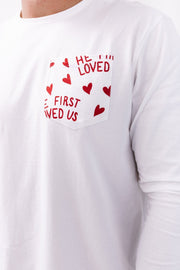 Holy Pals Adult Men's Pajamas He First Loved Us Red Men's PJ Set Cotton