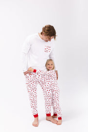 Holy Pals Adult Men's Pajamas He First Loved Us Red Men's PJ Set Cotton