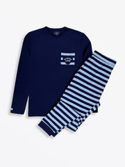 Holy Pals Adult Men's Pajamas No Greater Love Blue Mens PJ Set Cotton