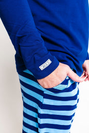 Holy Pals Adult Men's Pajamas No Greater Love Blue Mens PJ Set Cotton