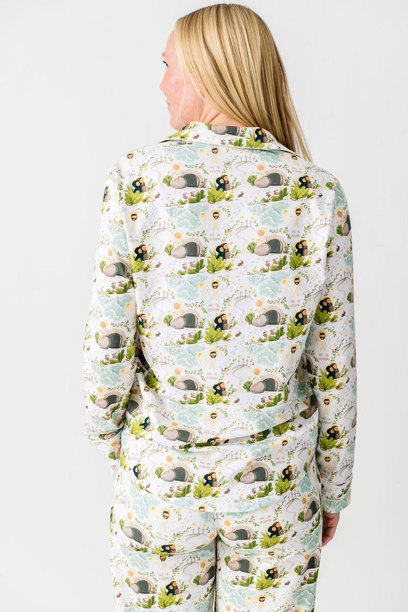 Holy Pals Adult Women's Pajamas He Is Risen Women's PJ Notch Collar Set Cotton