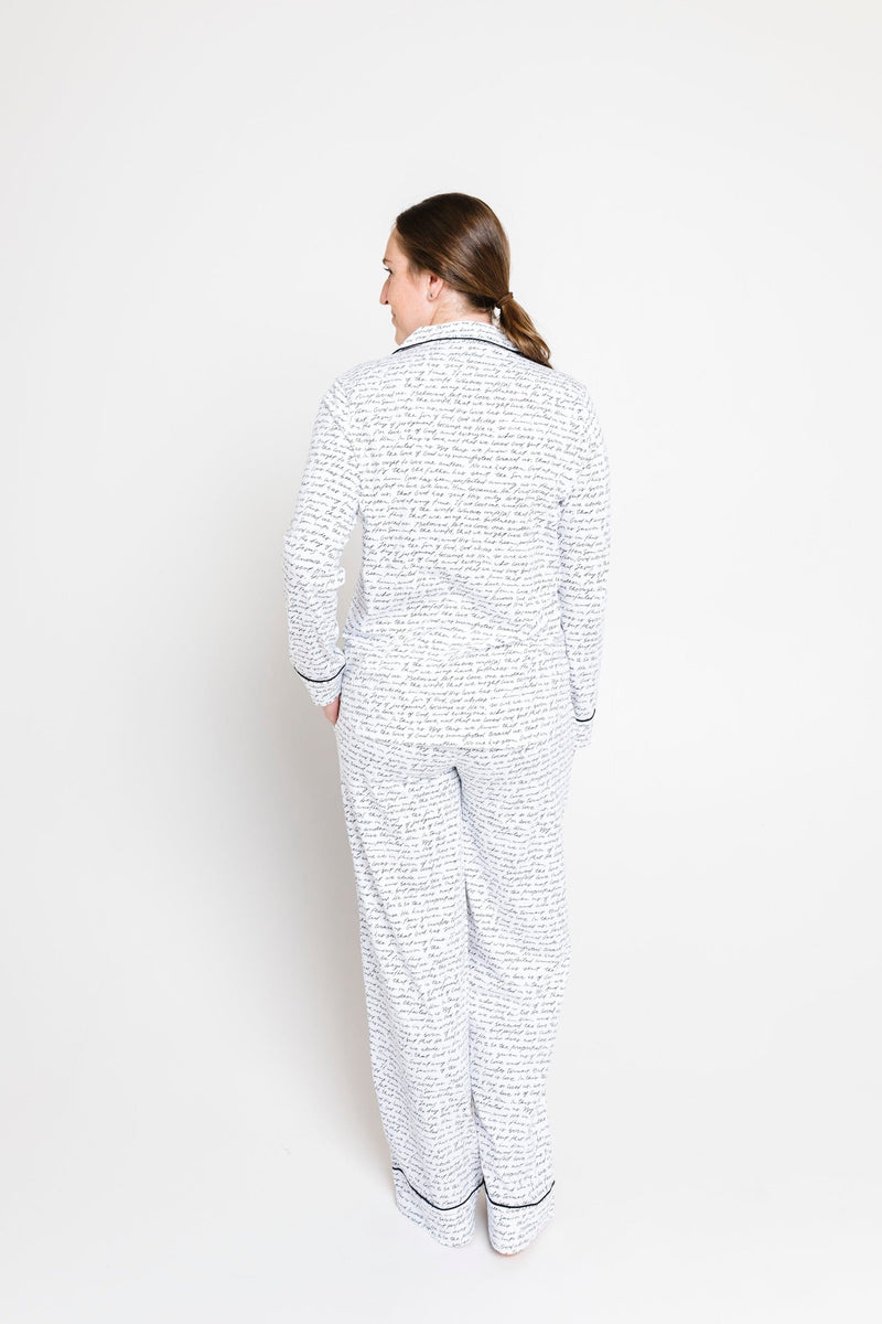 Holy Pals Adult Women's Pajamas Love One Another Womens PJ Notch Collar Set Cotton