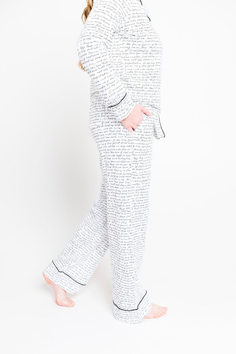 Holy Pals Adult Women's Pajamas Love One Another Womens PJ Notch Collar Set Cotton