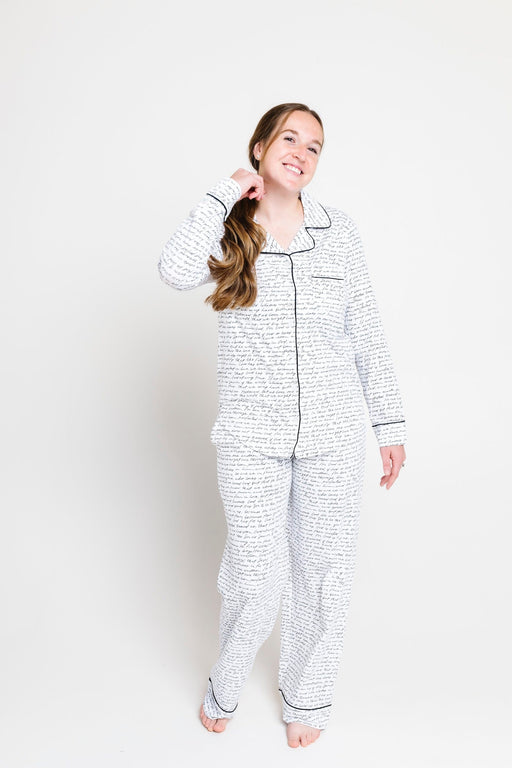 Holy Pals Adult Women's Pajamas Love One Another Womens PJ Notch Collar Set Cotton