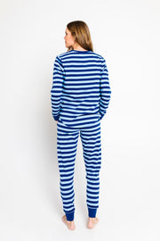Holy Pals Adult Women's Pajamas No Greater Love Blue Womens PJ Jogger Set Cotton