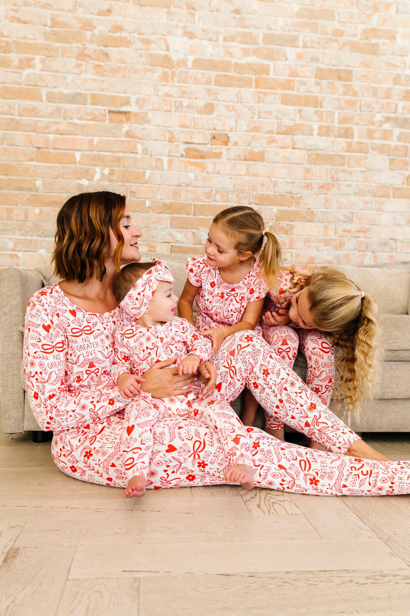 Holy Pals Adult Women's Pajamas No Greater Love Pink Women's PJ Jogger Set Bamboo