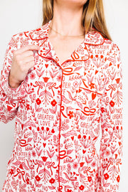 Holy Pals Adult Women's Pajamas No Greater Love Pink Women's PJ Notch Collar Set Bamboo