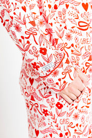 Holy Pals Adult Women's Pajamas No Greater Love Pink Women's PJ Notch Collar Set Bamboo