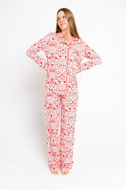 Holy Pals Adult Women's Pajamas No Greater Love Pink Women's PJ Notch Collar Set Bamboo