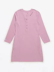 Holy Pals Adult Women's Pajamas Solid Mauve Womens Nightgown PJ Ribbed Cotton-Bamboo Blend