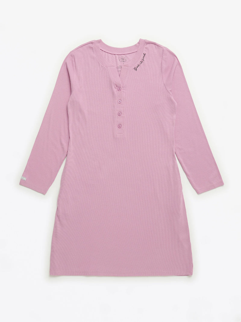 Holy Pals Adult Women's Pajamas Solid Mauve Womens Nightgown PJ Ribbed Cotton-Bamboo Blend