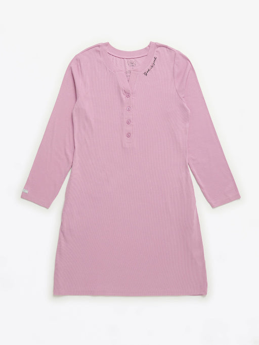 Holy Pals Adult Women's Pajamas Solid Mauve Womens Nightgown PJ Ribbed Cotton-Bamboo Blend