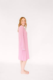 Holy Pals Adult Women's Pajamas Solid Mauve Womens Nightgown PJ Ribbed Cotton-Bamboo Blend