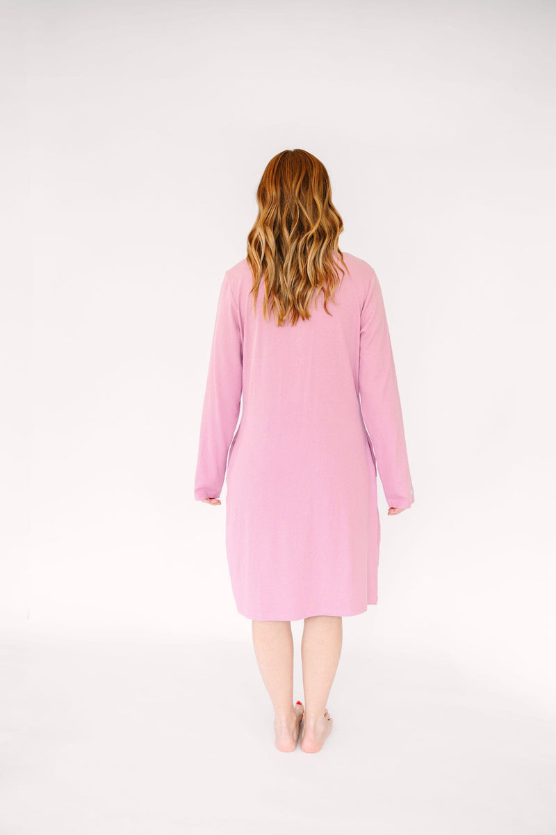 Holy Pals Adult Women's Pajamas Solid Mauve Womens Nightgown PJ Ribbed Cotton-Bamboo Blend