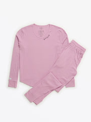 Holy Pals Adult Women's Pajamas Solid Mauve Womens PJ Jogger Set Ribbed Cotton-Bamboo Blend