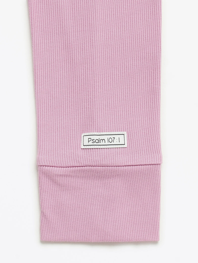 Holy Pals Adult Women's Pajamas Solid Mauve Womens PJ Jogger Set Ribbed Cotton-Bamboo Blend