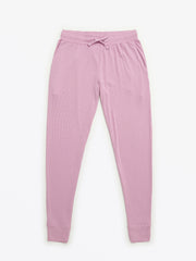 Holy Pals Adult Women's Pajamas Solid Mauve Womens PJ Jogger Set Ribbed Cotton-Bamboo Blend