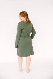 Holy Pals Adult Women's Pajamas Solid Olive Womens Nightgown PJ Ribbed Cotton-Bamboo Blend