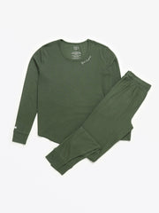 Holy Pals Adult Women's Pajamas Solid Olive Womens PJ Jogger Set Ribbed Cotton-Bamboo Blend