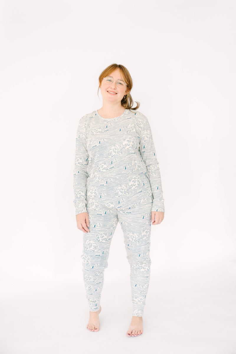 Holy Pals Adult Women's Pajamas Walking on Water Womens PJ Jogger Set Ribbed Cotton-Bamboo Blend