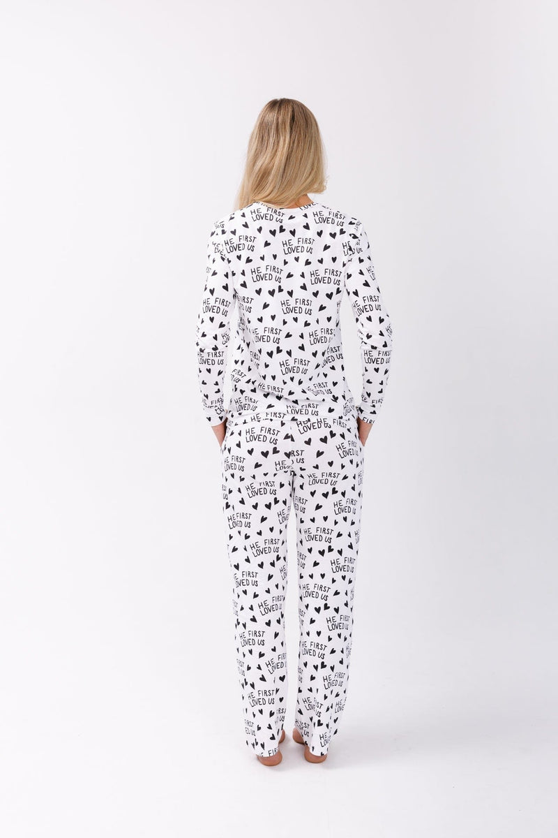 Holy Pals Adult Women's PJs He First Loved Us Women's PJ Set Cotton