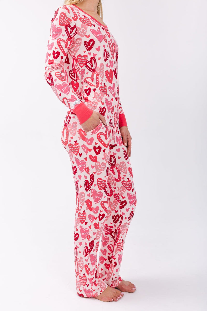 Holy Pals Adult Women's PJs John 3:16 Pink Women's PJ Set Bamboo