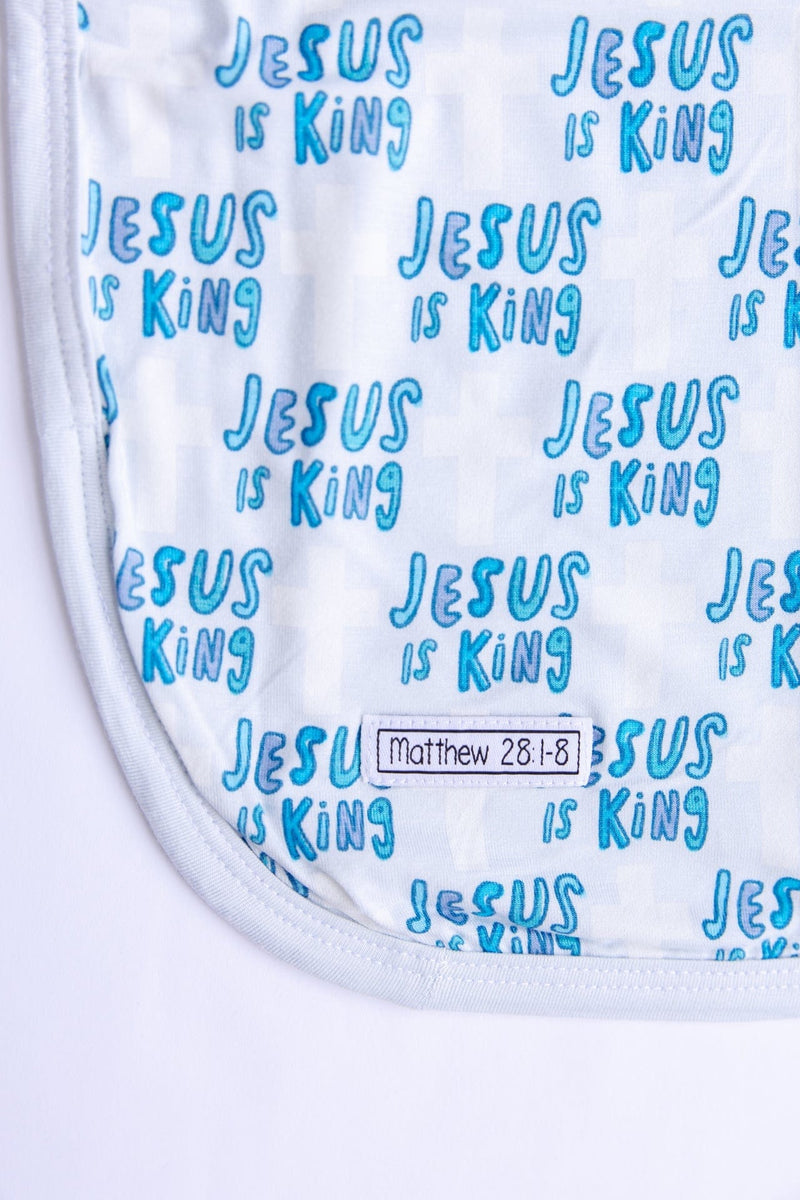 Holy Pals Blanket Jesus Is King Blue Swaddle Bamboo