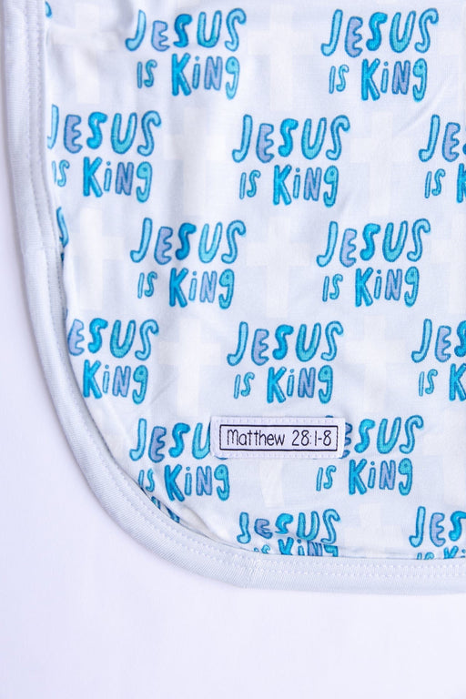 Holy Pals Blanket Jesus Is King Blue Swaddle Bamboo