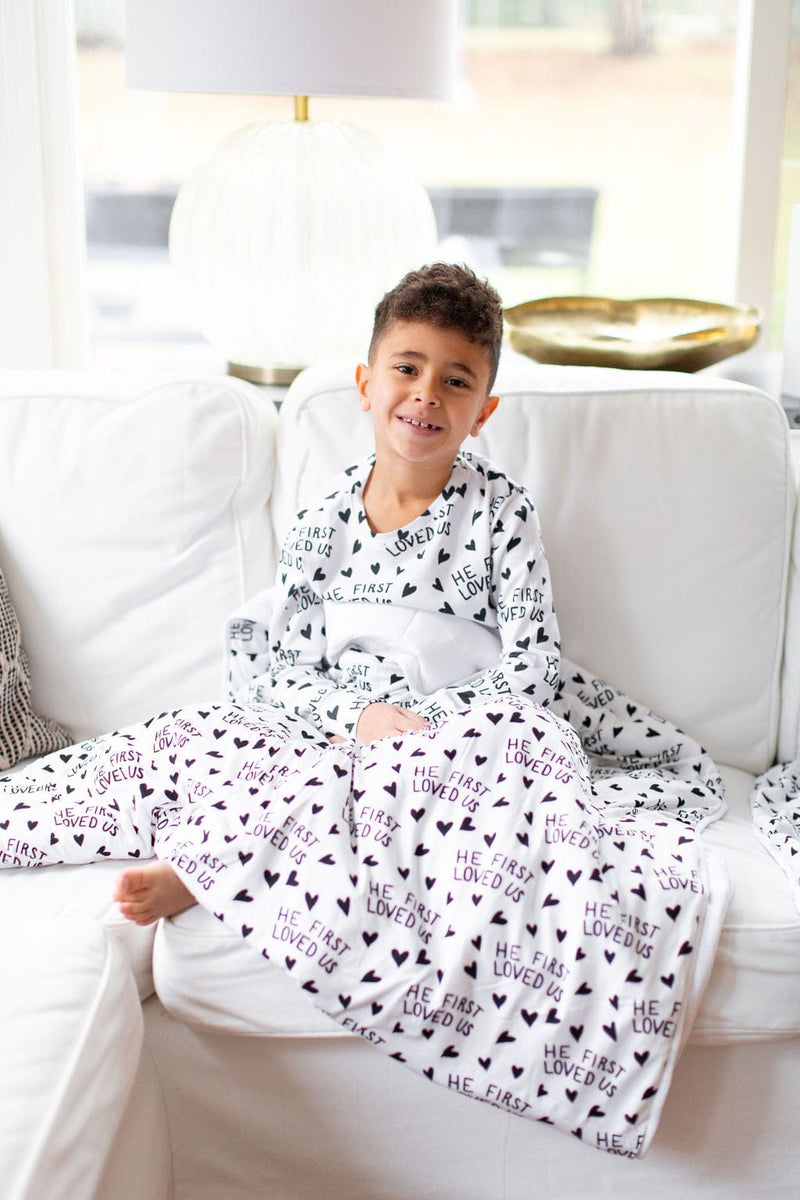 Holy Pals Blankets He First Loved Us Blanket Cotton