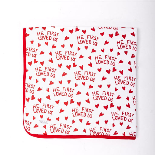 Holy Pals Blankets He First Loved Us Red Blanket Cotton
