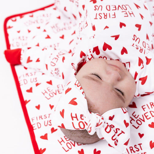 Holy Pals Blankets He First Loved Us Red Blanket Cotton