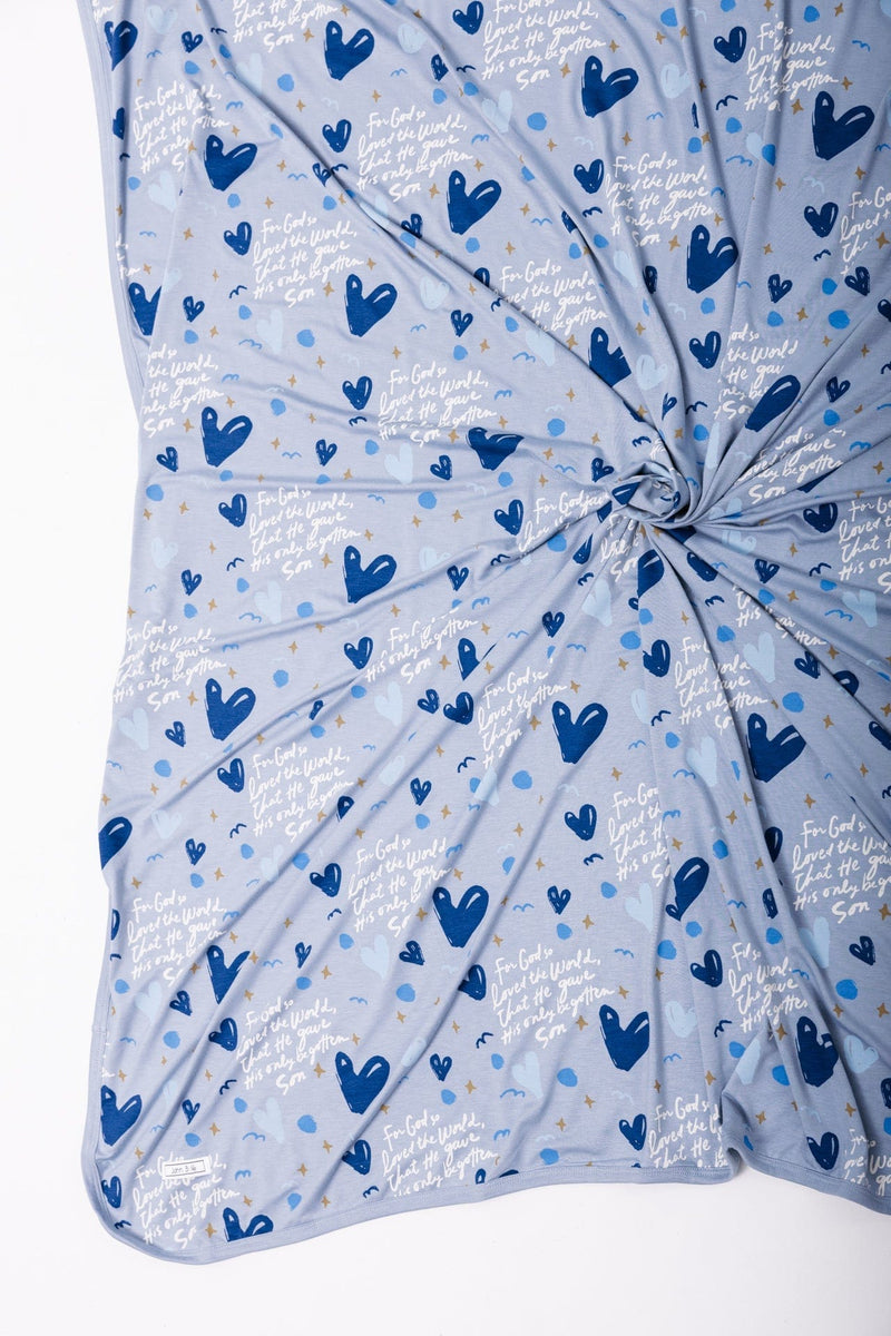 Holy Pals Blankets John 3:16 Blue Swaddle Bamboo