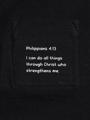 Holy Pals Bodysuit Black Prayer Pocket Long Sleeve Bodysuit Cotton