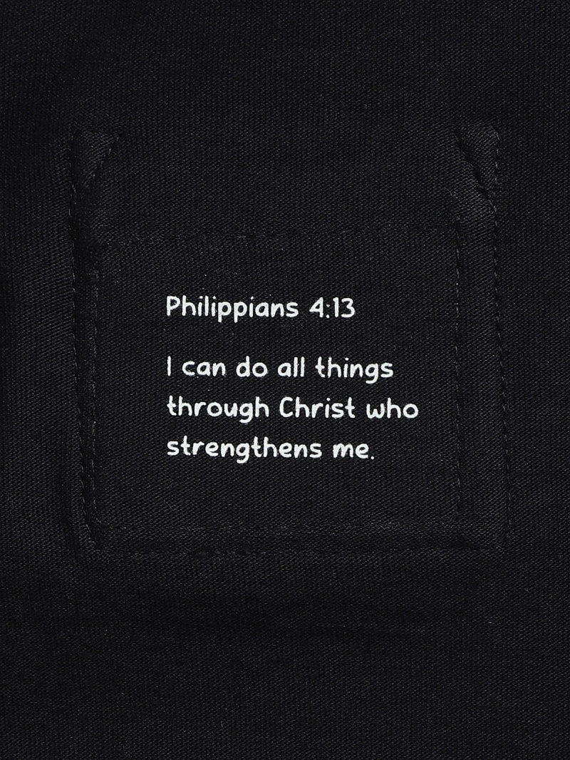 Holy Pals Bodysuit Black Prayer Pocket Long Sleeve Bodysuit Cotton