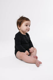 Holy Pals Bodysuit Black Prayer Pocket Long Sleeve Bodysuit Cotton