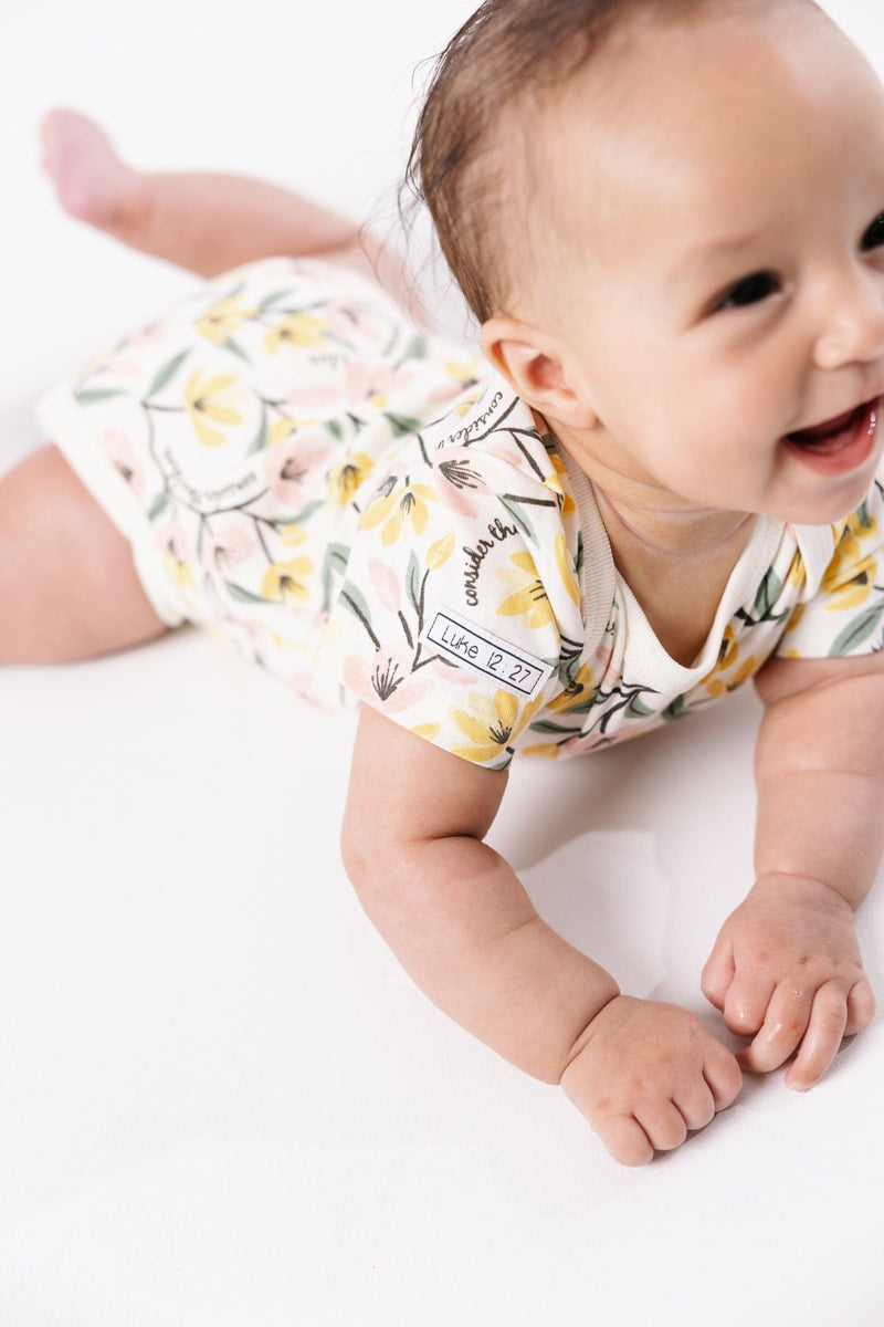 Holy Pals Bodysuit Consider the Lilies Short Sleeve Bodysuit Cotton