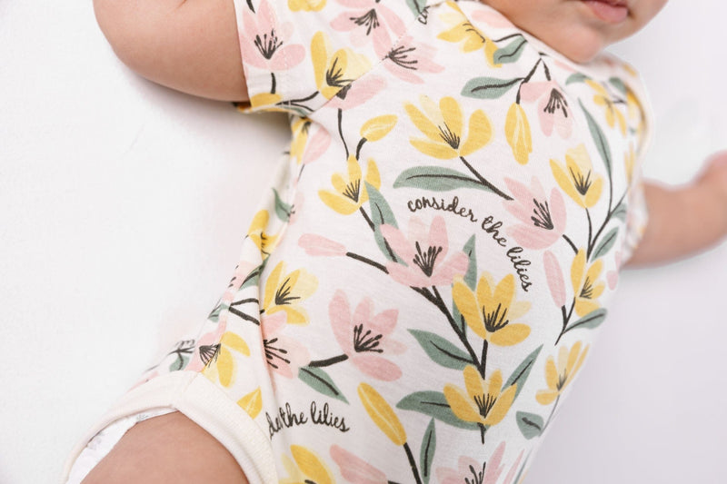 Holy Pals Bodysuit Consider the Lilies Short Sleeve Bodysuit Cotton