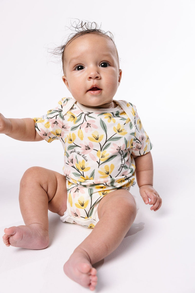 Holy Pals Bodysuit Consider the Lilies Short Sleeve Bodysuit Cotton
